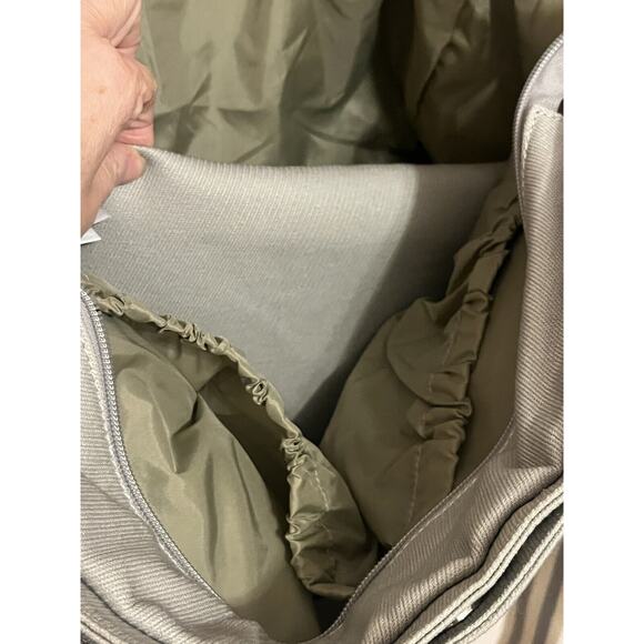 NWT Pottery Barn Classic Diaper Bag Tote Canvas Leather Embroidered “T” Monogram - Picture 15 of 16